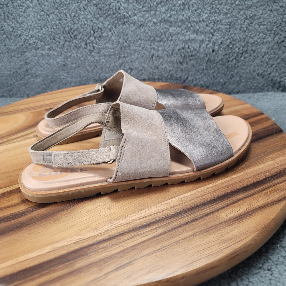 Sorel Shoes Gold Beige Sandals Womens Size 8‎ Flats Adjustable Strap Open Toe - Picture 3 of 12
